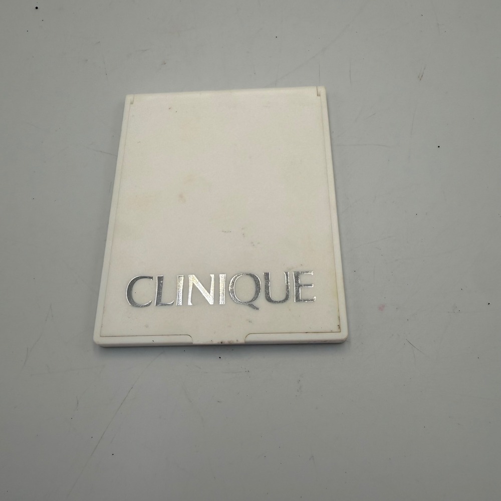 Clinique Compact Travel Mirror White Folding Portable Makeup Mirror Logo